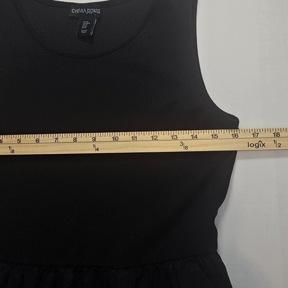 Cynthia Rowley Cotton Tank Midi Dress Womens Medium Black Tiered Pockets Casual - Picture 6 of 7